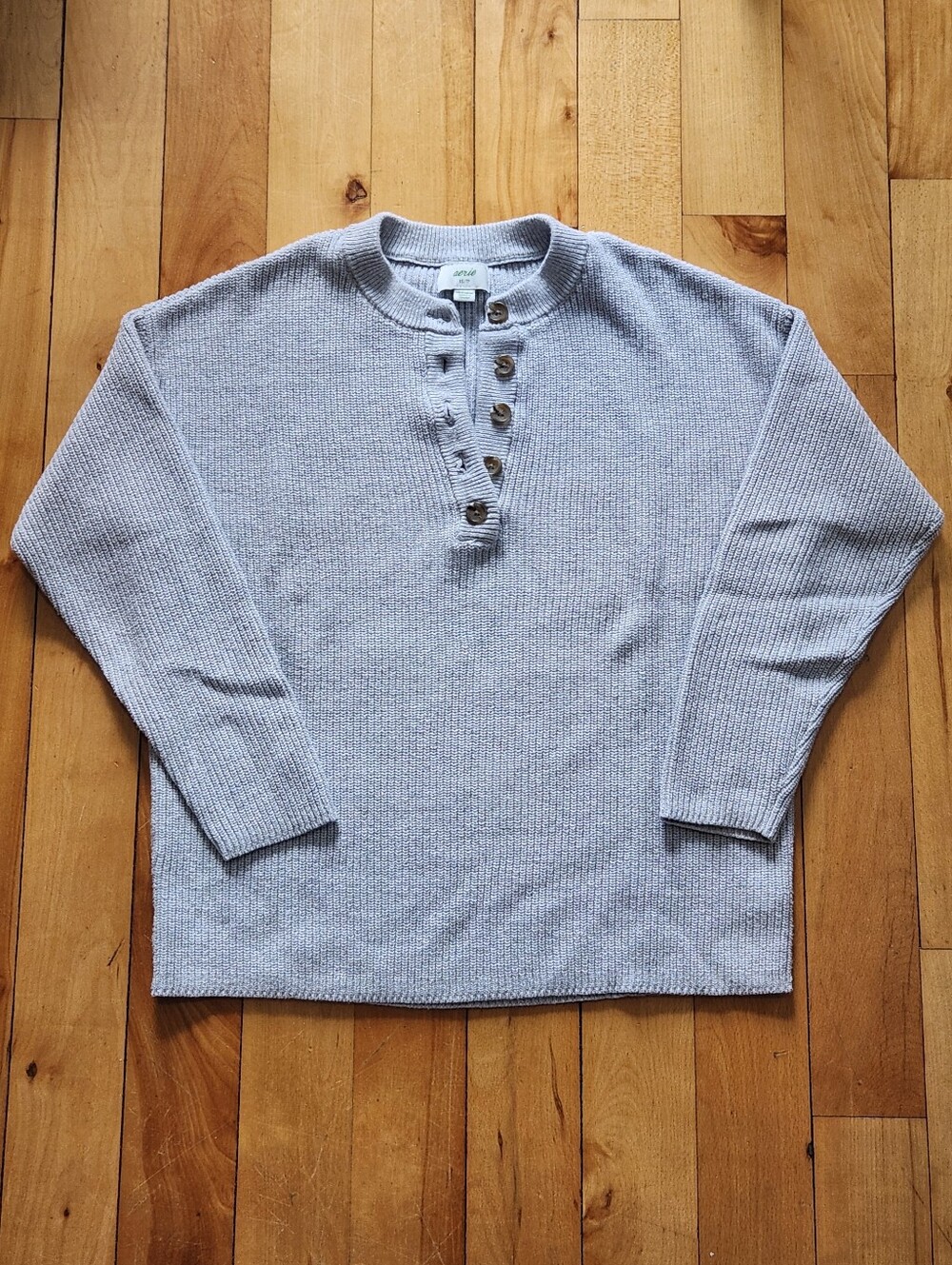 Aerie Ribbed Knit Cotton Henley Sweater - XS